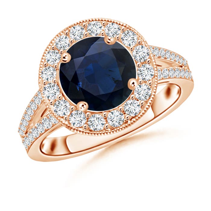 A - Blue Sapphire / 2.86 CT / 14 KT Rose Gold