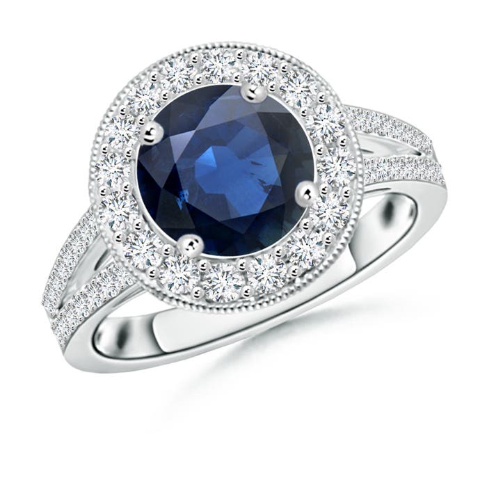 AA - Blue Sapphire / 2.86 CT / 14 KT White Gold