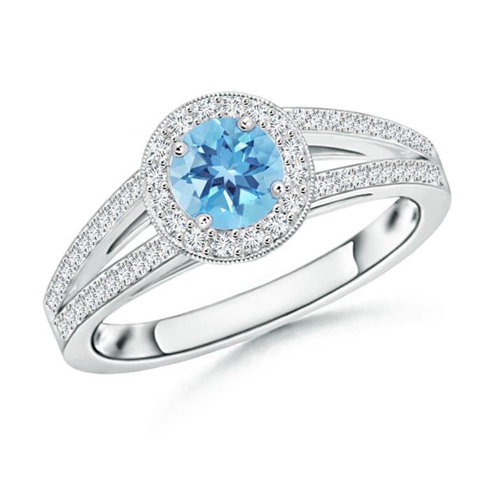 A - Swiss Blue Topaz / 0.9 CT / 14 KT White Gold