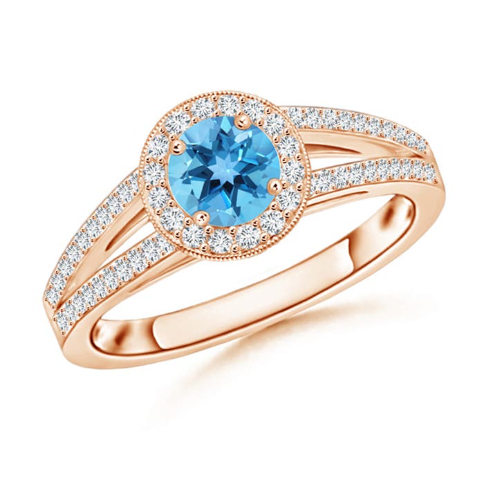 AA - Swiss Blue Topaz / 0.9 CT / 14 KT Rose Gold