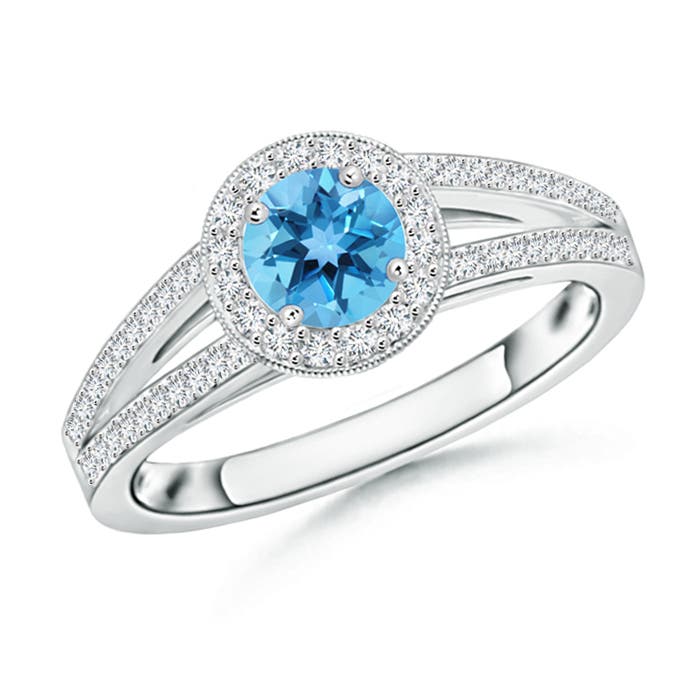 AA - Swiss Blue Topaz / 0.9 CT / 14 KT White Gold