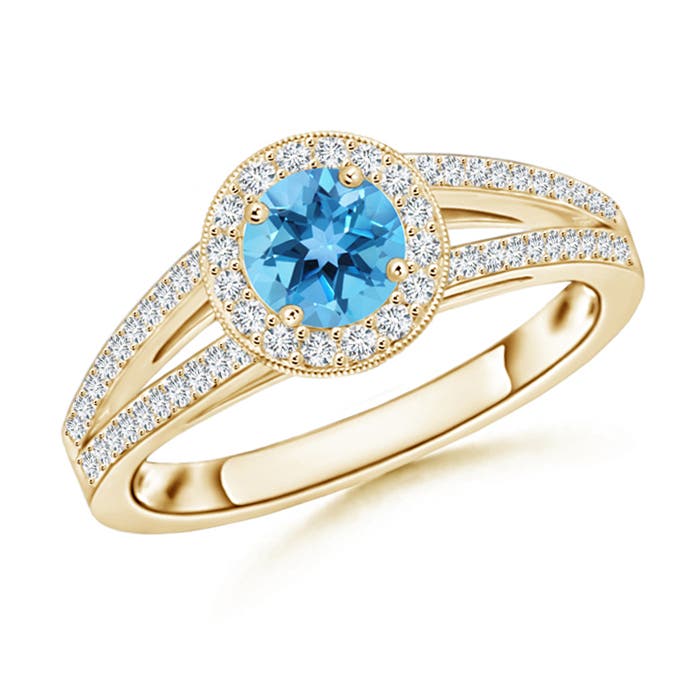 AA - Swiss Blue Topaz / 0.9 CT / 14 KT Yellow Gold