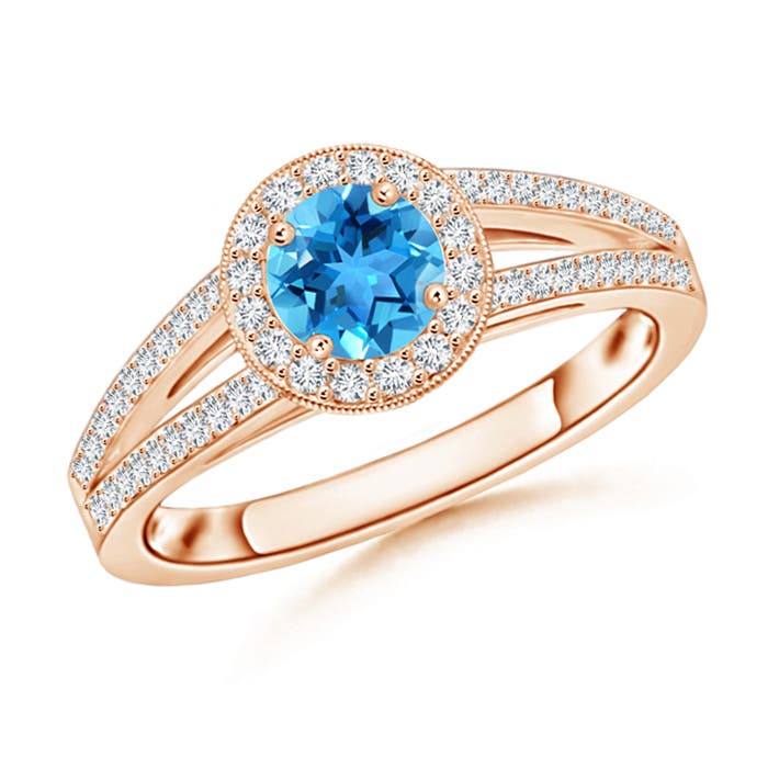 AAA - Swiss Blue Topaz / 0.9 CT / 14 KT Rose Gold