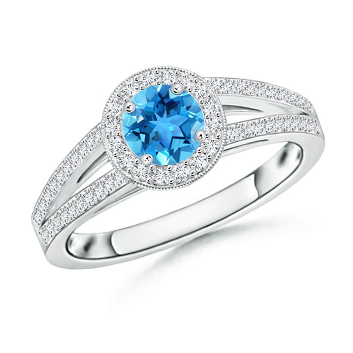 AAA - Swiss Blue Topaz / 0.9 CT / 14 KT White Gold