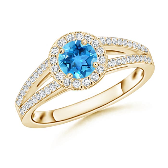 AAA - Swiss Blue Topaz / 0.9 CT / 14 KT Yellow Gold