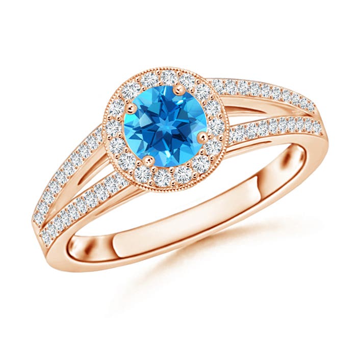 AAAA - Swiss Blue Topaz / 0.9 CT / 14 KT Rose Gold