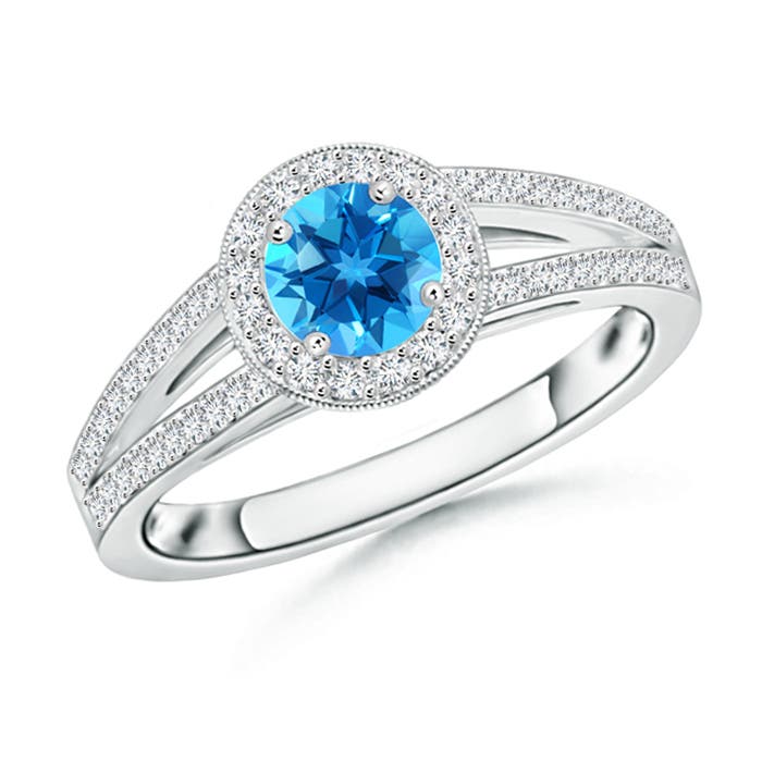 AAAA - Swiss Blue Topaz / 0.9 CT / 14 KT White Gold