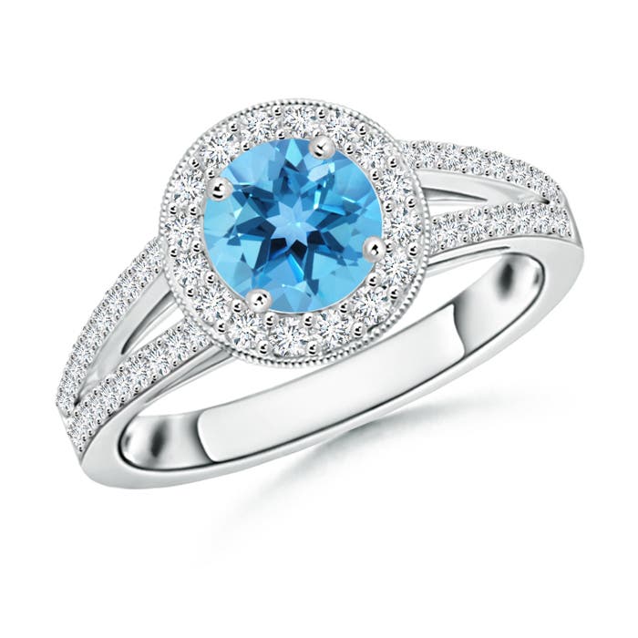 AA - Swiss Blue Topaz / 1.4 CT / 14 KT White Gold