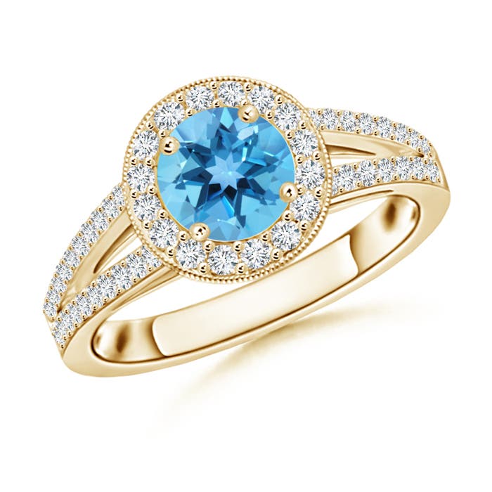 AA - Swiss Blue Topaz / 1.4 CT / 14 KT Yellow Gold