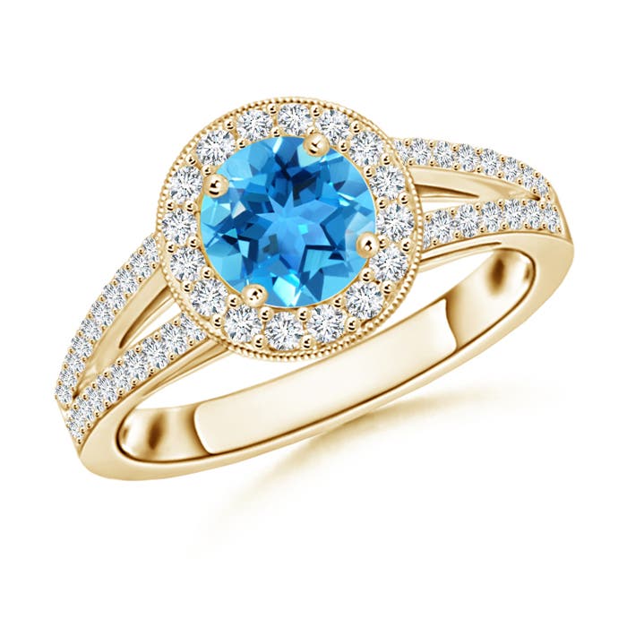 AAA - Swiss Blue Topaz / 1.4 CT / 14 KT Yellow Gold