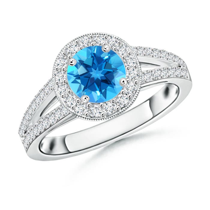 AAAA - Swiss Blue Topaz / 1.4 CT / 14 KT White Gold