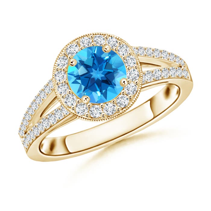 AAAA - Swiss Blue Topaz / 1.4 CT / 14 KT Yellow Gold