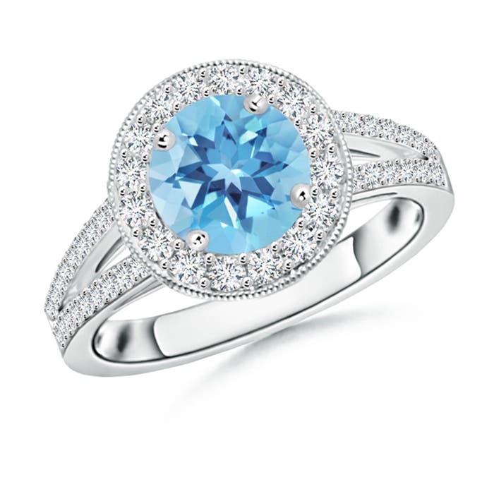 A - Swiss Blue Topaz / 2.14 CT / 14 KT White Gold