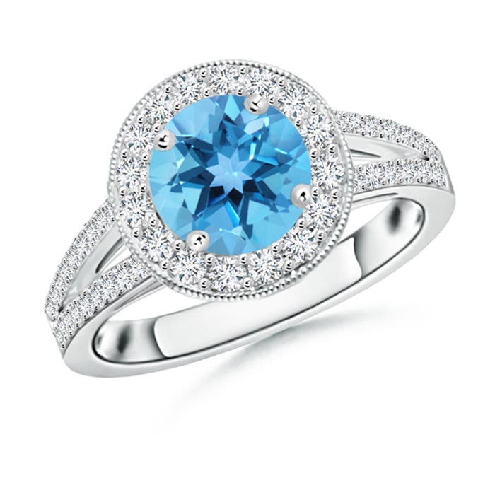 AA - Swiss Blue Topaz / 2.14 CT / 14 KT White Gold