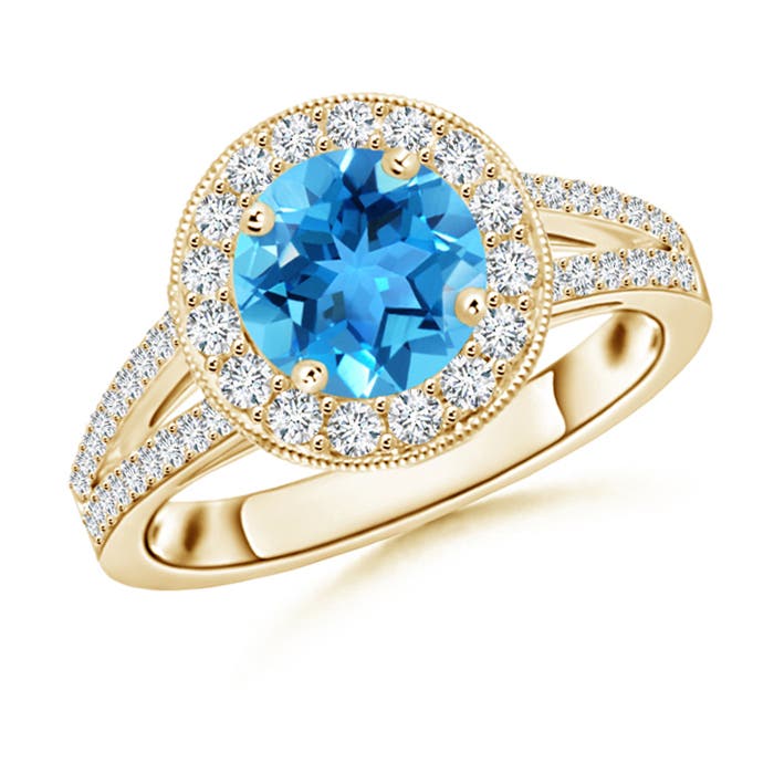 AAA - Swiss Blue Topaz / 2.14 CT / 14 KT Yellow Gold