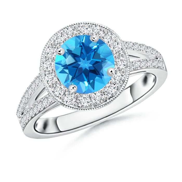 AAAA - Swiss Blue Topaz / 2.14 CT / 14 KT White Gold