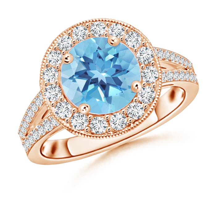 A - Swiss Blue Topaz / 3.01 CT / 14 KT Rose Gold