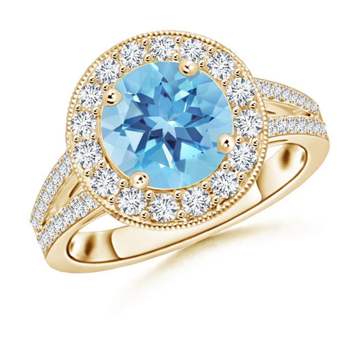 A - Swiss Blue Topaz / 3.01 CT / 14 KT Yellow Gold