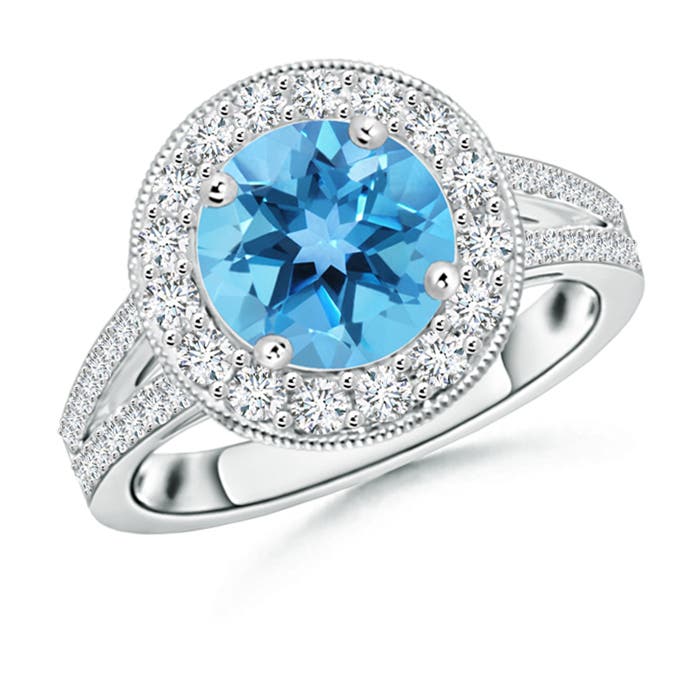 AA - Swiss Blue Topaz / 3.01 CT / 14 KT White Gold