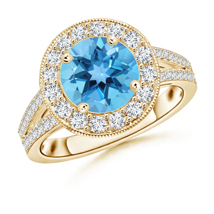 AA - Swiss Blue Topaz / 3.01 CT / 14 KT Yellow Gold