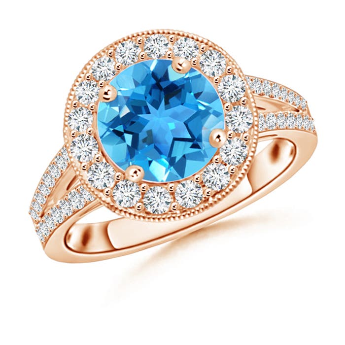 AAA - Swiss Blue Topaz / 3.01 CT / 14 KT Rose Gold