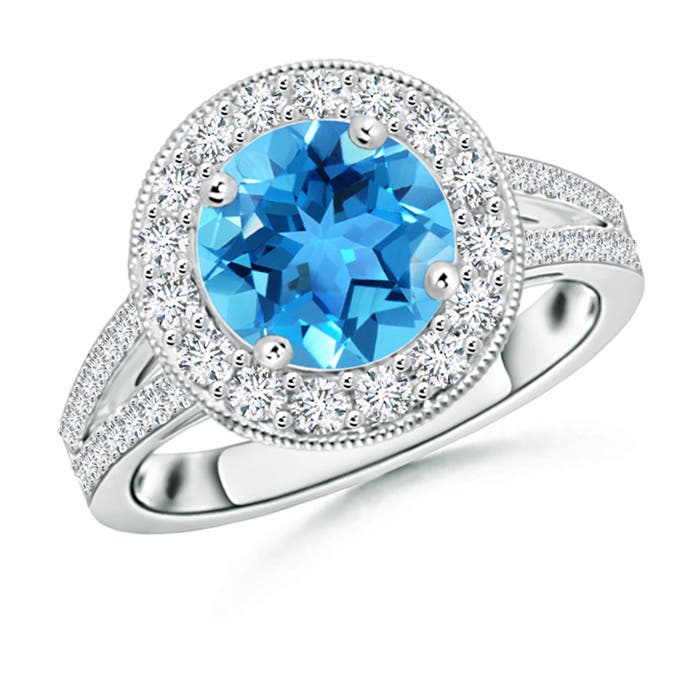 AAA - Swiss Blue Topaz / 3.01 CT / 14 KT White Gold