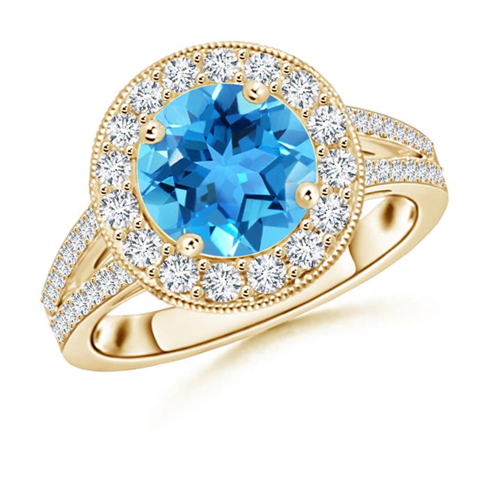 AAA - Swiss Blue Topaz / 3.01 CT / 14 KT Yellow Gold