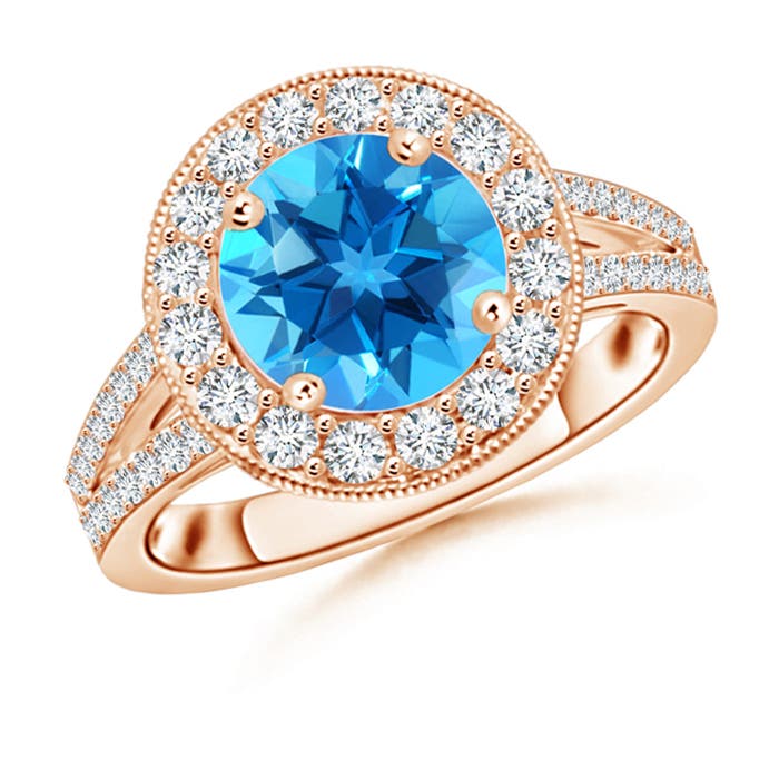 AAAA - Swiss Blue Topaz / 3.01 CT / 14 KT Rose Gold