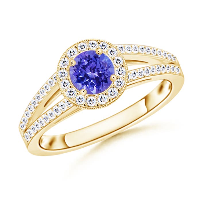 AAAA - Tanzanite / 0.8 CT / 14 KT Yellow Gold