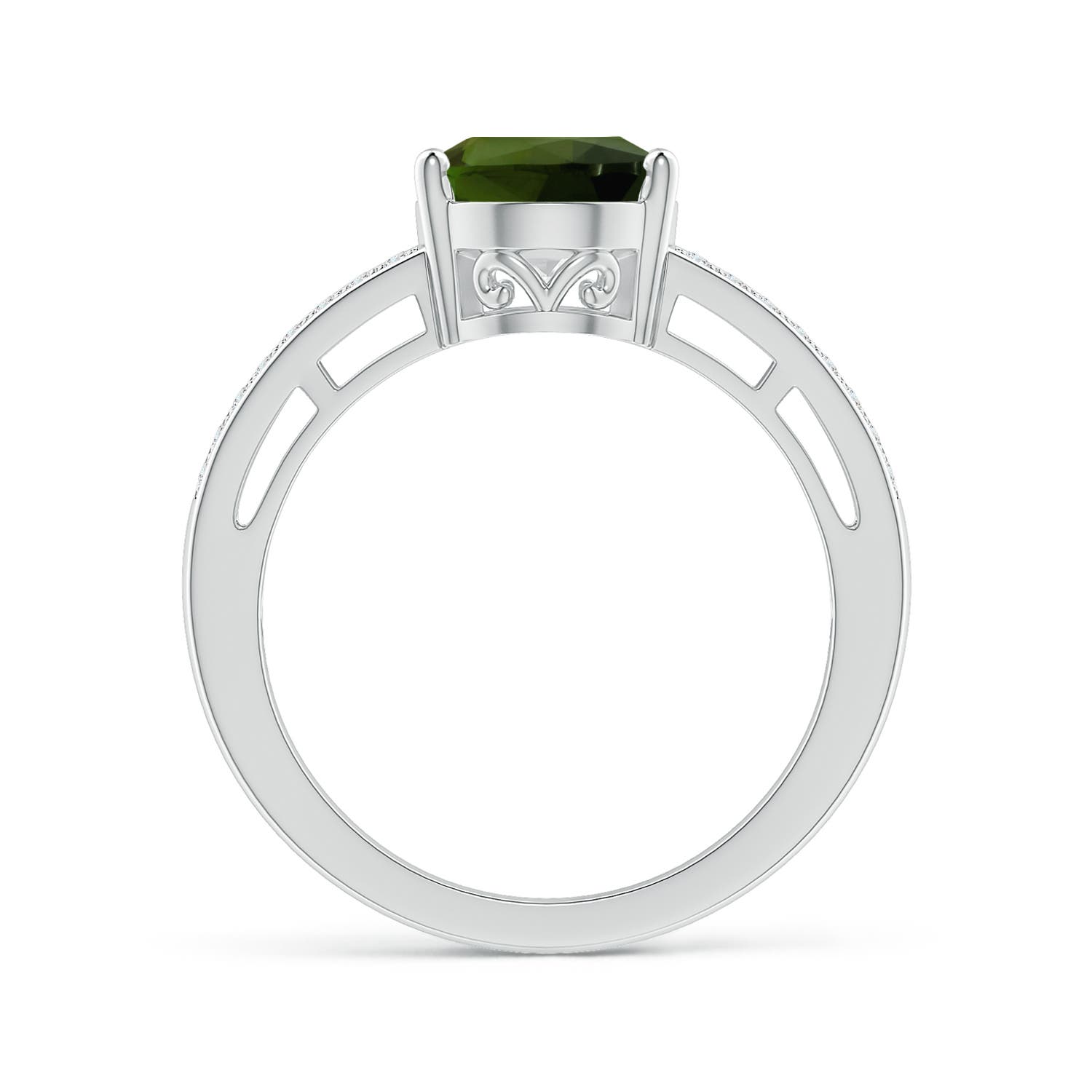 9.78x7.73x4.46mm AAA GIA Certified Solitaire Oval Tourmaline Split Shank Ring in White Gold - side 2