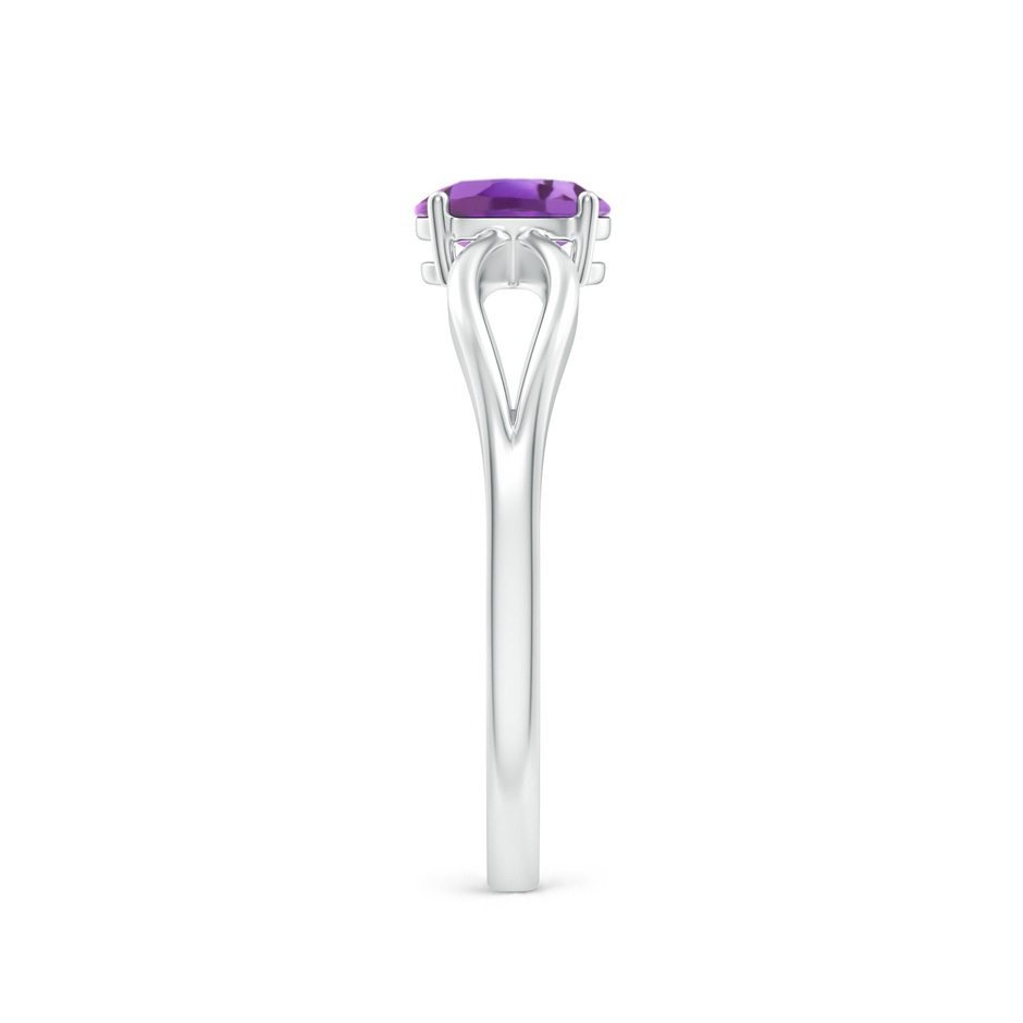 6x4mm A Prong-Set Solitaire Amethyst Split Shank Ring in White Gold body-hand