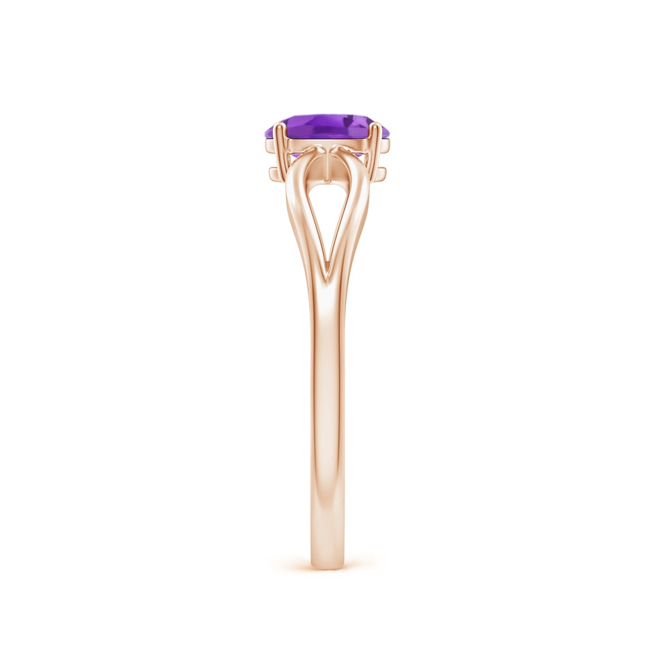 6x4mm AA Prong-Set Solitaire Amethyst Split Shank Ring in Rose Gold body-hand