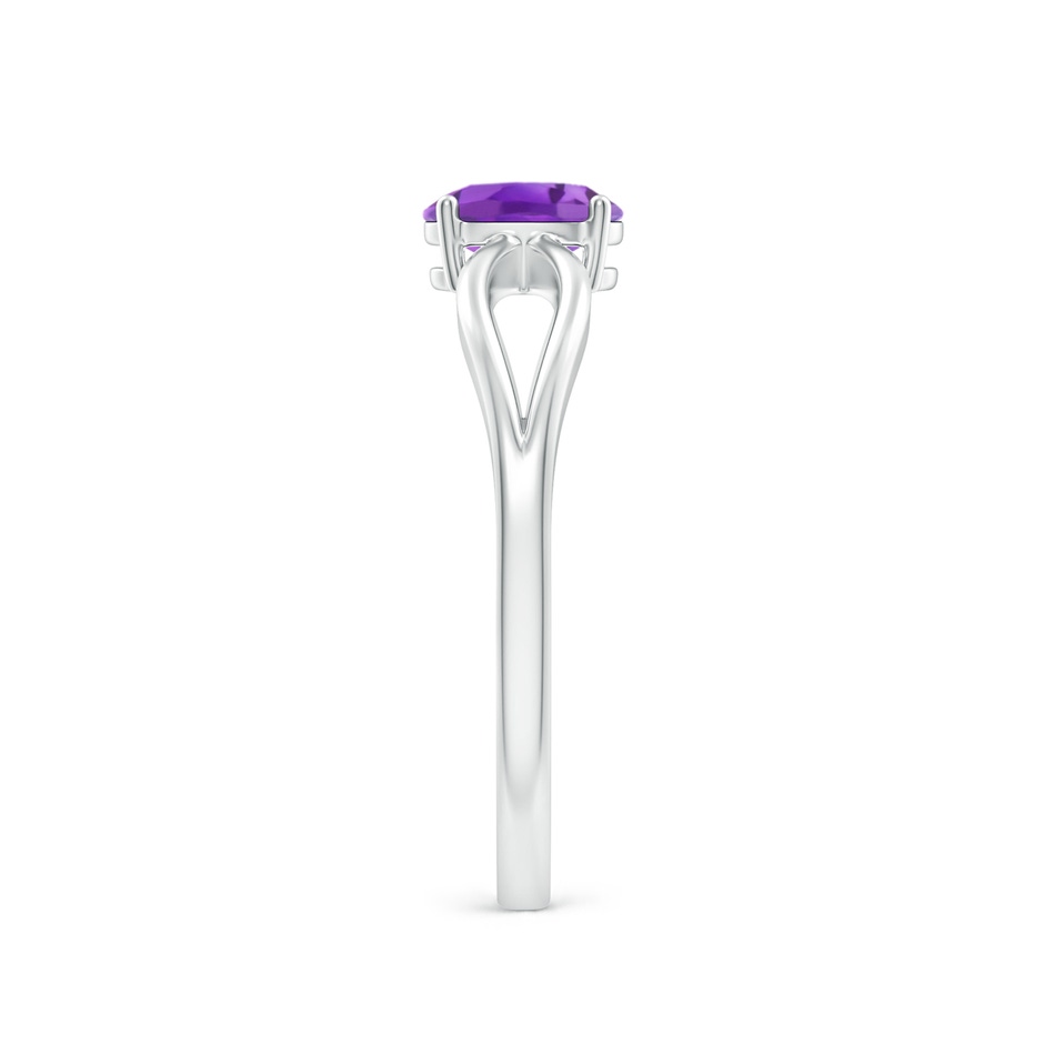 6x4mm AA Prong-Set Solitaire Amethyst Split Shank Ring in White Gold body-hand
