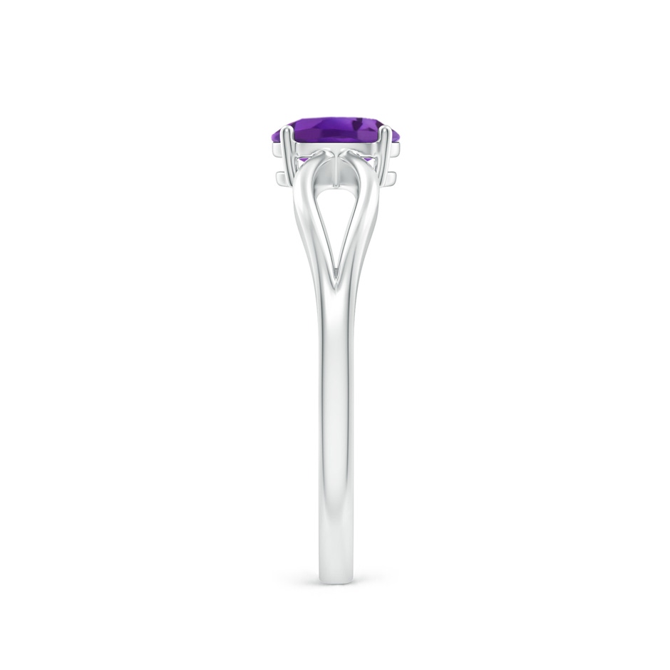 6x4mm AAA Prong-Set Solitaire Amethyst Split Shank Ring in White Gold body-hand