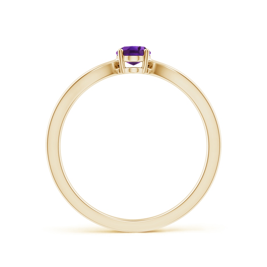 6x4mm AAAA Prong-Set Solitaire Amethyst Split Shank Ring in Yellow Gold side1