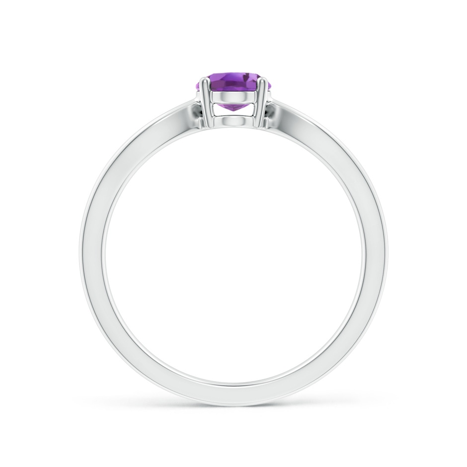 7x5mm A Prong-Set Solitaire Amethyst Split Shank Ring in White Gold side1