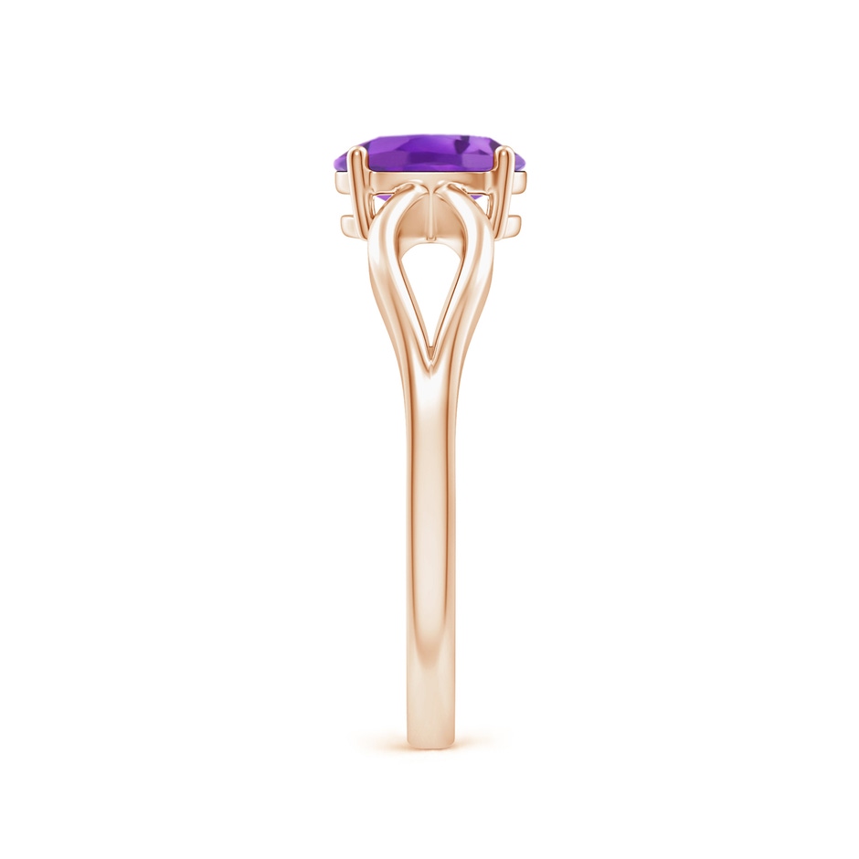 7x5mm AA Prong-Set Solitaire Amethyst Split Shank Ring in Rose Gold body-hand