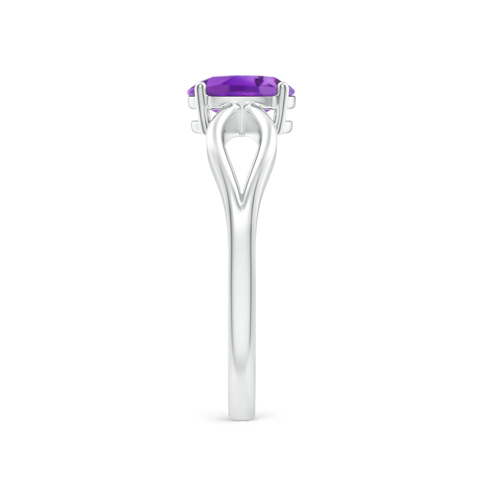 7x5mm AA Prong-Set Solitaire Amethyst Split Shank Ring in White Gold body-hand