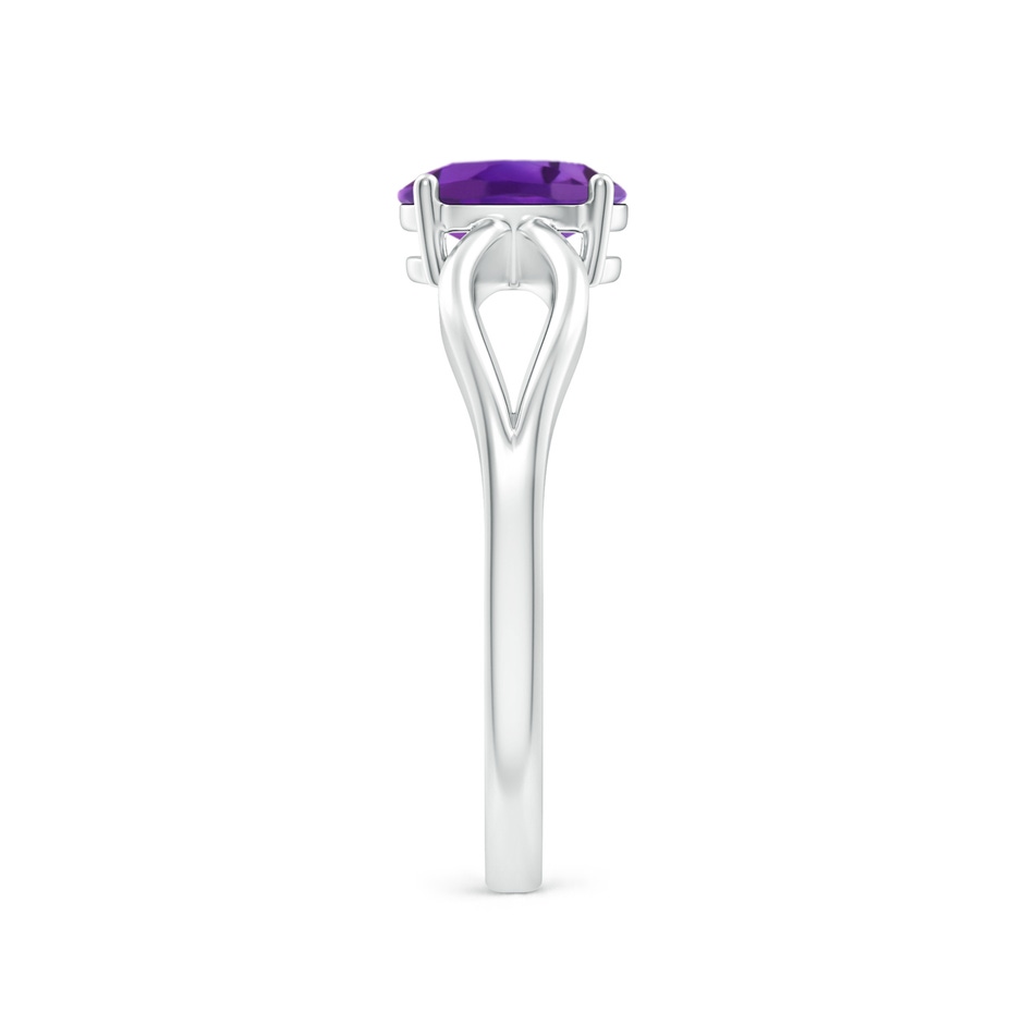 7x5mm AAA Prong-Set Solitaire Amethyst Split Shank Ring in P950 Platinum body-hand