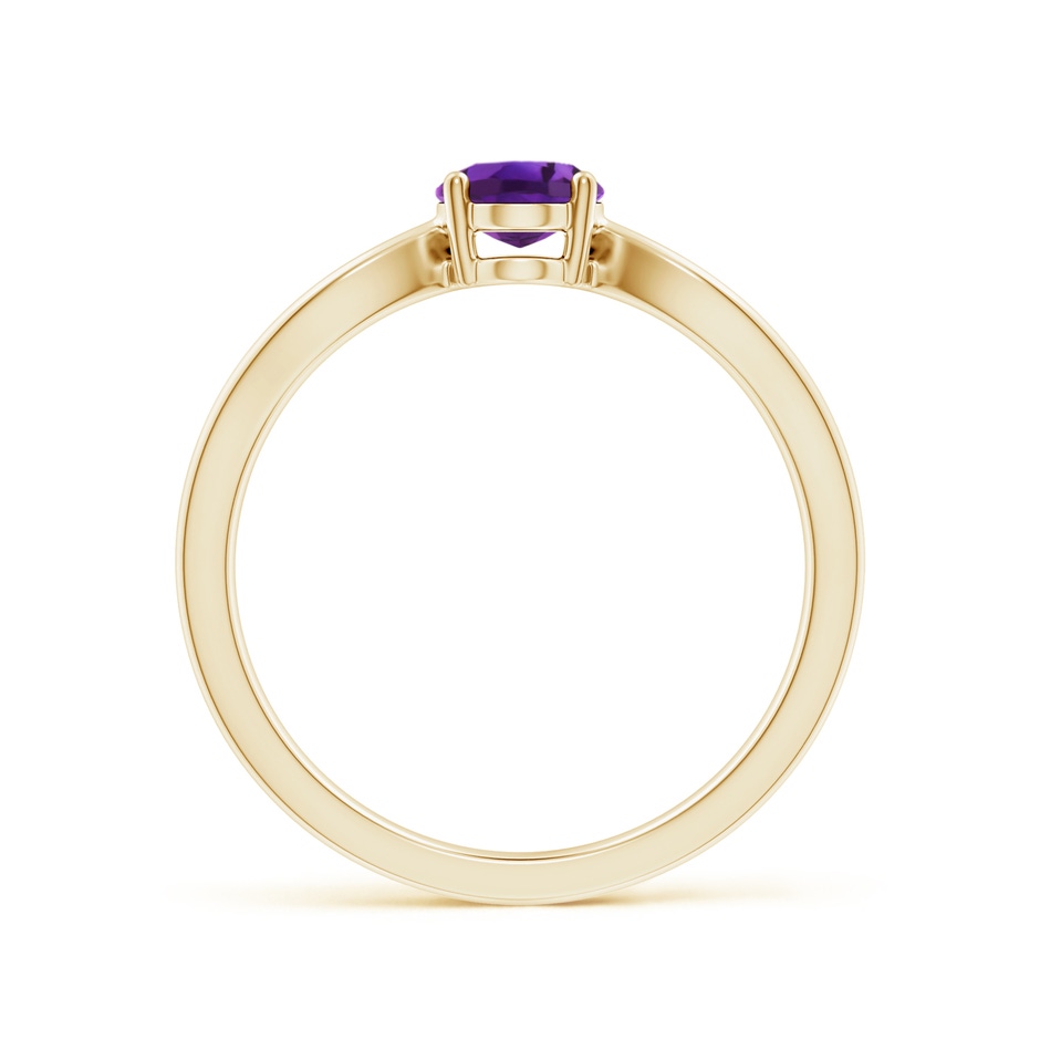 7x5mm AAAA Prong-Set Solitaire Amethyst Split Shank Ring in Yellow Gold side1