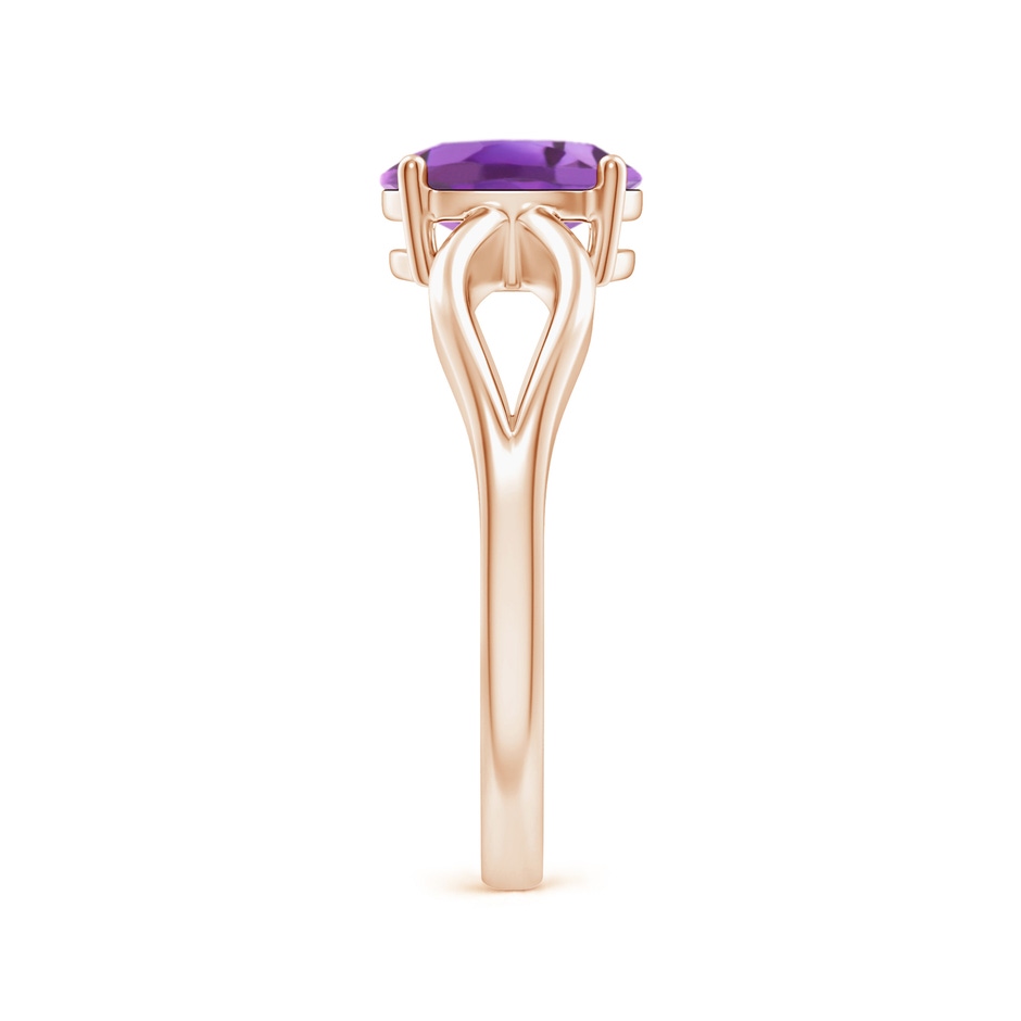 8x6mm A Prong-Set Solitaire Amethyst Split Shank Ring in Rose Gold body-hand