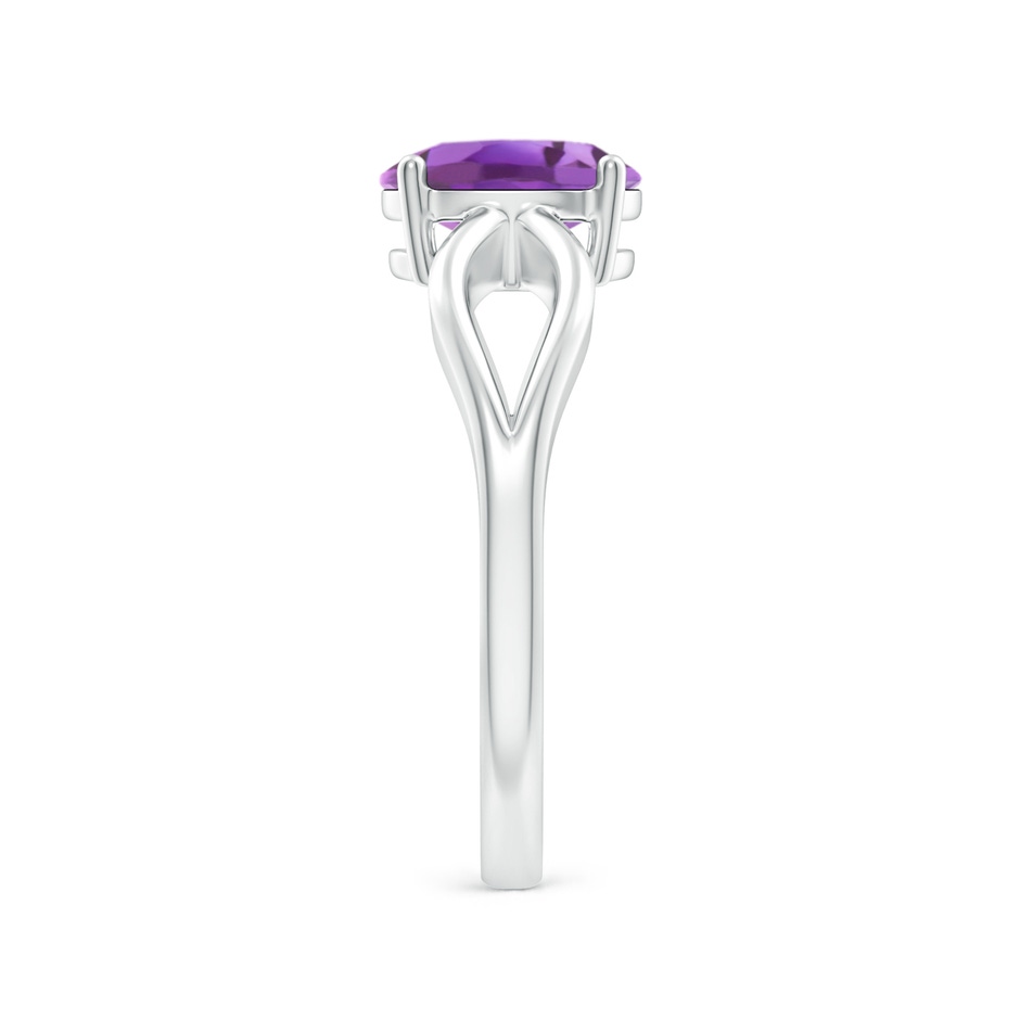 8x6mm A Prong-Set Solitaire Amethyst Split Shank Ring in White Gold body-hand