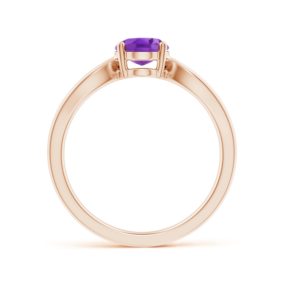 8x6mm AA Prong-Set Solitaire Amethyst Split Shank Ring in Rose Gold side1