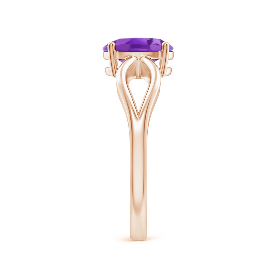 8x6mm AA Prong-Set Solitaire Amethyst Split Shank Ring in Rose Gold body-hand