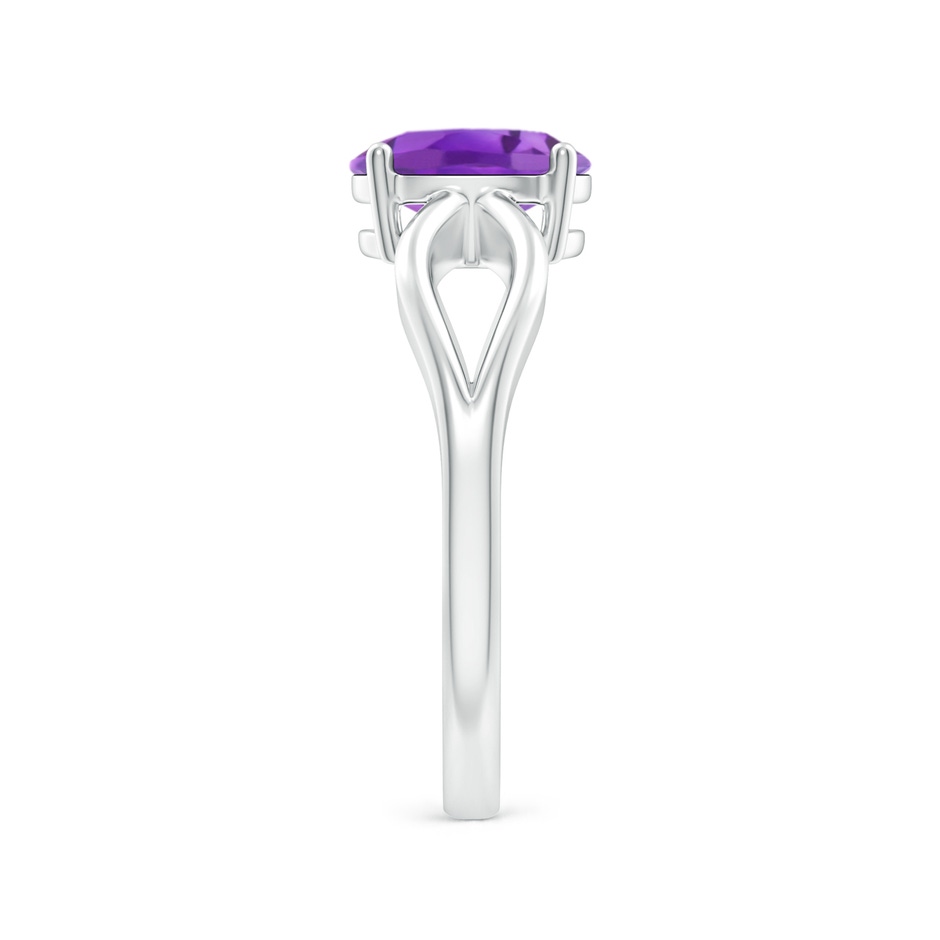 8x6mm AA Prong-Set Solitaire Amethyst Split Shank Ring in White Gold body-hand