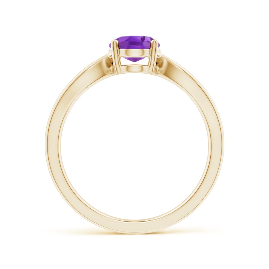 8x6mm AA Prong-Set Solitaire Amethyst Split Shank Ring in Yellow Gold side1