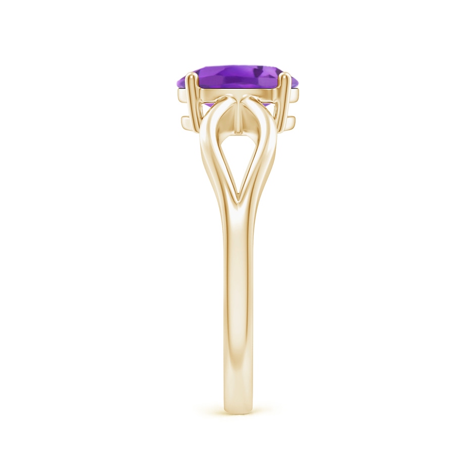 8x6mm AA Prong-Set Solitaire Amethyst Split Shank Ring in Yellow Gold body-hand