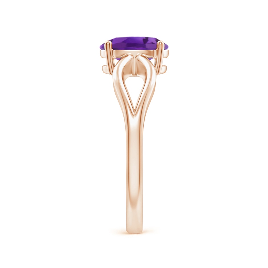 8x6mm AAA Prong-Set Solitaire Amethyst Split Shank Ring in Rose Gold body-hand