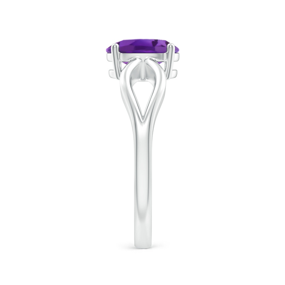 8x6mm AAA Prong-Set Solitaire Amethyst Split Shank Ring in White Gold body-hand