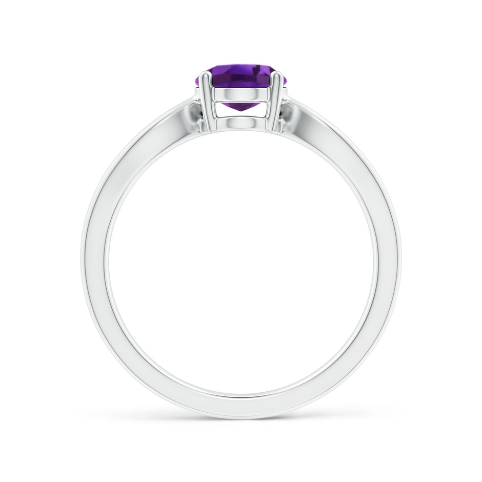 8x6mm AAAA Prong-Set Solitaire Amethyst Split Shank Ring in P950 Platinum side1